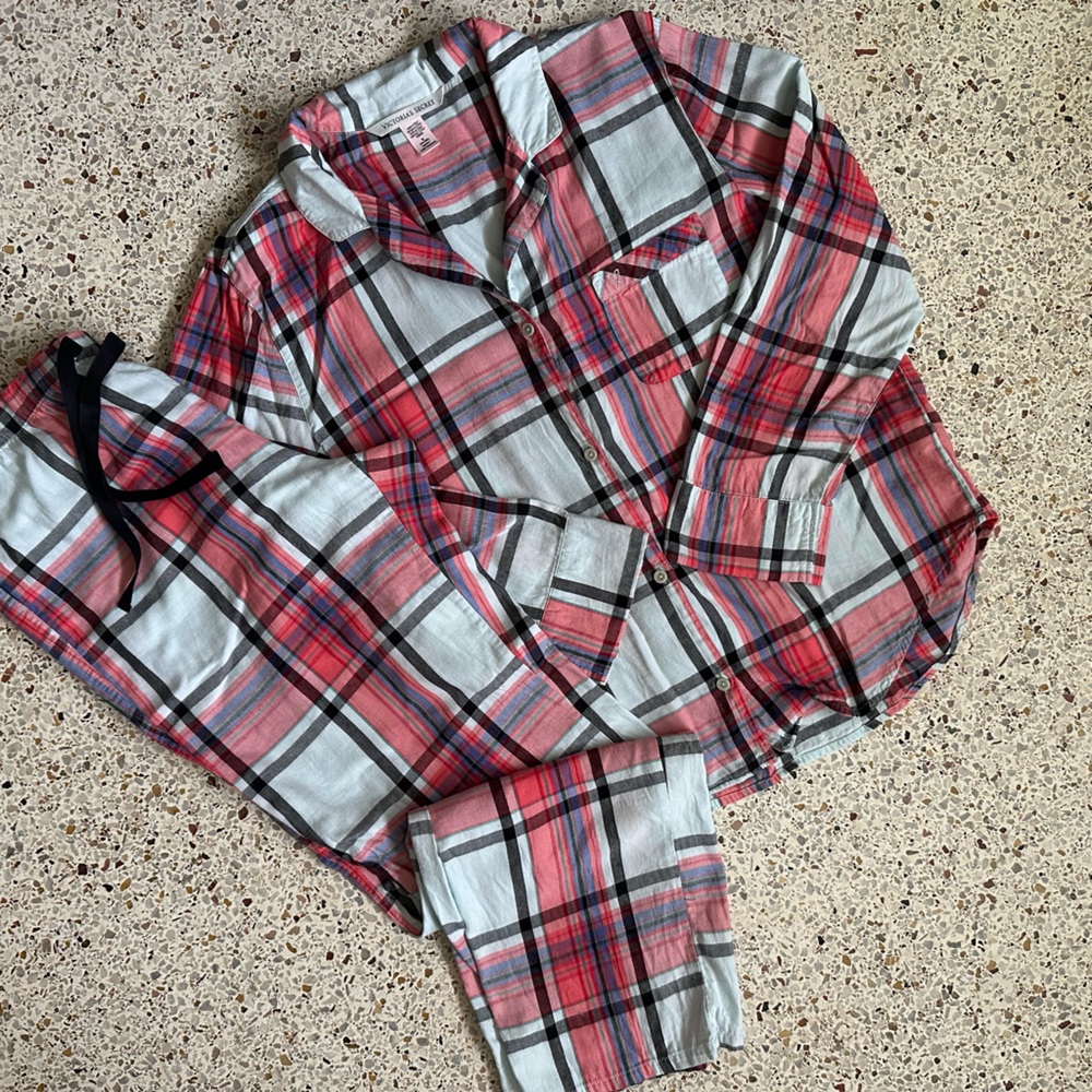 Victoria's Secret Pink, Blue and Black Plaid Pajamas